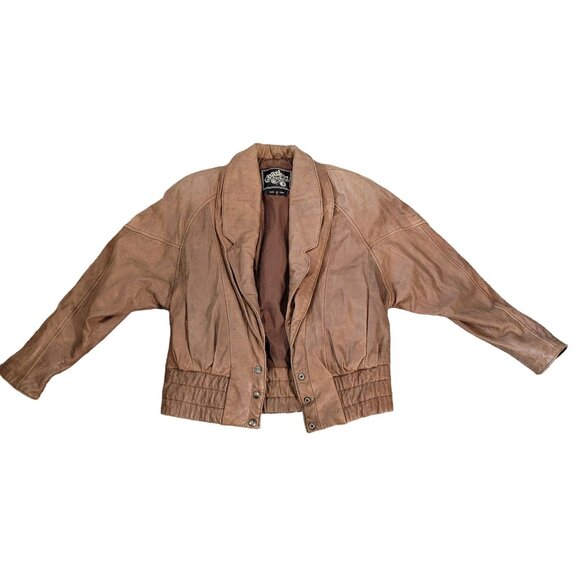 Vintage Charley's Leather Jacket Short Snap Closure Slit Side Pockets Size Small - Picture 7 of 12